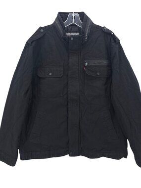 NWT LEVI'S Men's Washed Cotton Military Jacket Black Garment Dyed Size XXL